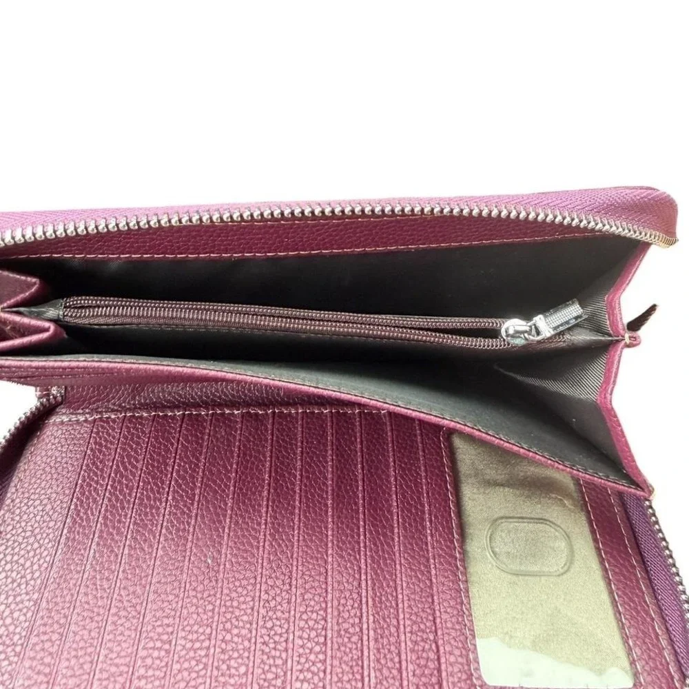 Lavemi RFID Plum Leather Zip Around Wristlet‎ Wallet